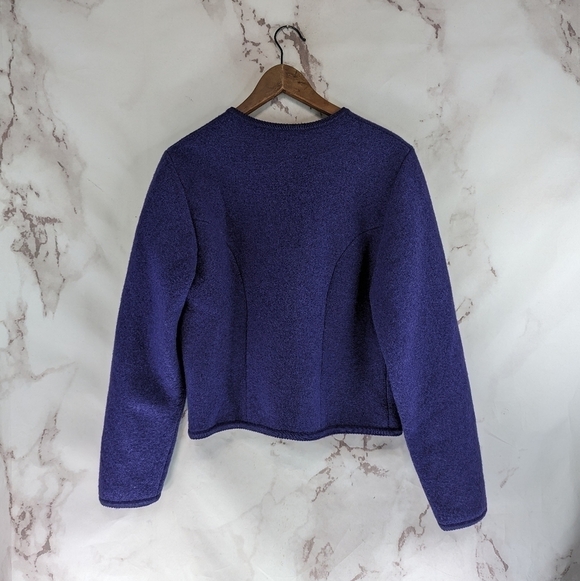 Geiger Jacket Women Medium 40 Purple Boiled Wool Button Crop Retro Vintage - Picture 5 of 13